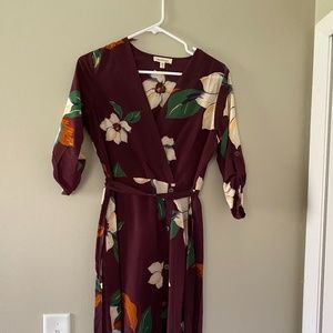 Maroon and Floral Dress